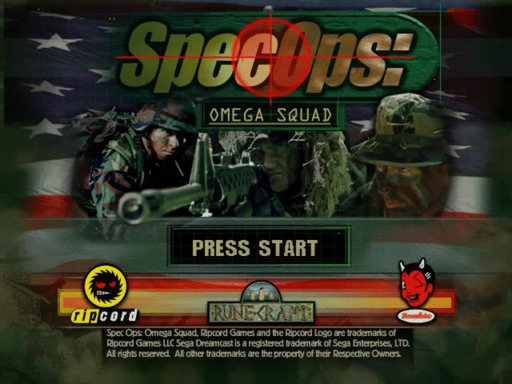 Spec Ops II: Omega Squad title screen for Sega Dreamcast